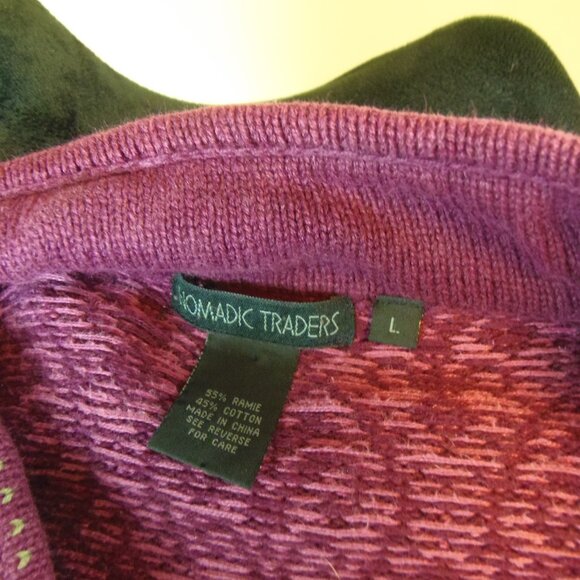 Nomadic Traders Women's SZ 14 Full Zip Plum Nordic Lagen Fair Isle Cardigan - Picture 3 of 9